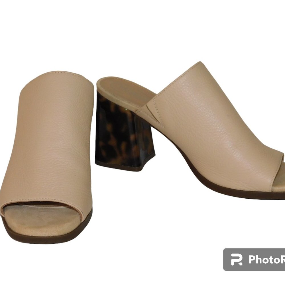 Rockport Total Motion Slip On Leather Heel Shoes Beautiful Tortoise Heel Mules